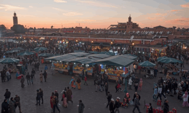 Vue panoramique depuis un Marrakech Paris vol sur la médina de Marrakech